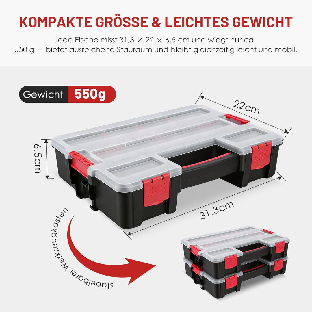 Famuka Sortimentskasten Set-3-stufiger Werkzeugkasten-Werkstatt Garage Haushalt Kleinteile Organizer