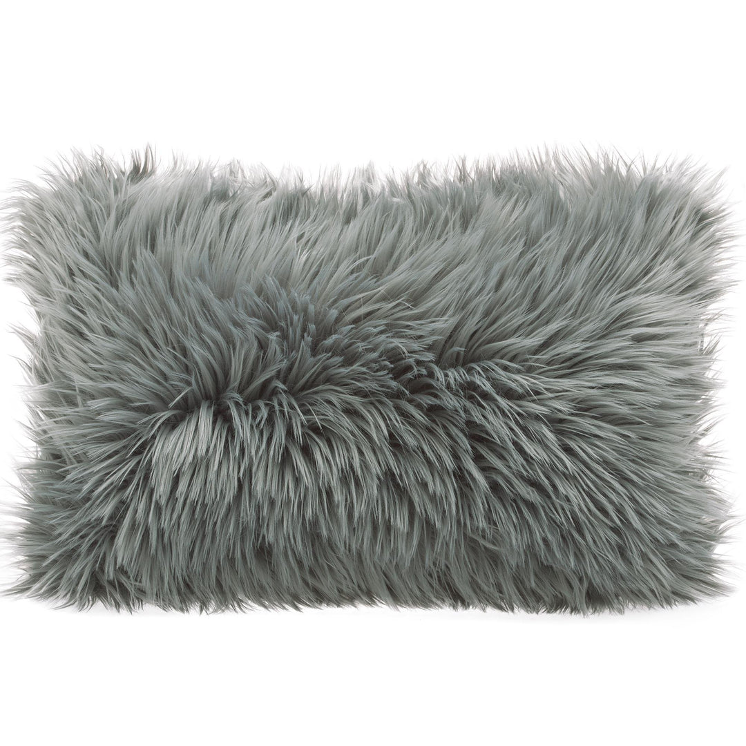 CelinaTex Cuddly Dekokissen 40 x 60 cm grau Langhaar Zierkissen dekoratives Fellimitat Nicki Sofakis