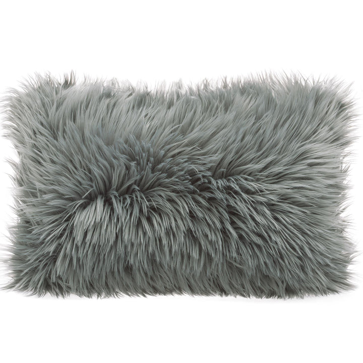 CelinaTex Cuddly Dekokissen 40 x 60 cm grau Langhaar Zierkissen dekoratives Fellimitat Nicki Sofakis