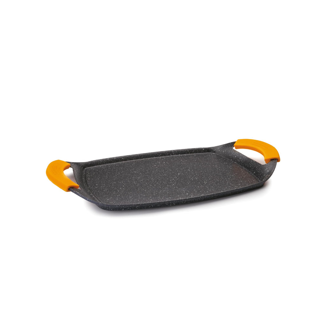 IBILI Grill PLANCHA Basic Stone 47X28,50 cm, Stainless Steel, schwarz/orange, 35 cm 47 x 29 cms, 47