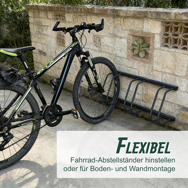 Relaxdays Fahrradständer Boden & Wandmontage, 2 Räder, bis 65 mm Reifenbreite, Garage, Reihenparker,