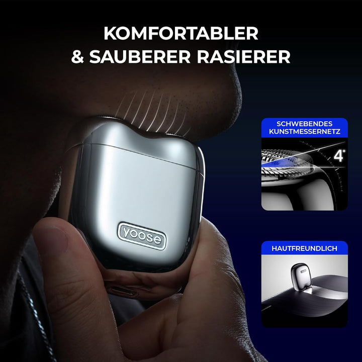 yoose Rasierer Herren Elektrisch, Tragbarer Rasierer Herren (Nass/Trocken), IPX7 wasserdicht mit USB