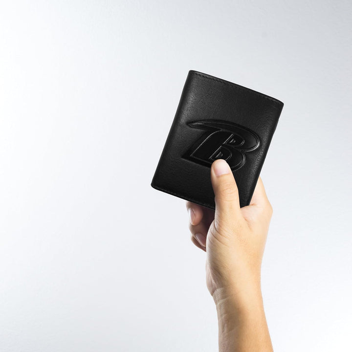 Siskiyou Sports Dreifach gefaltete Geldbörse aus geprägtem Leder Baltimore Ravens Tri-fold Schwarz,