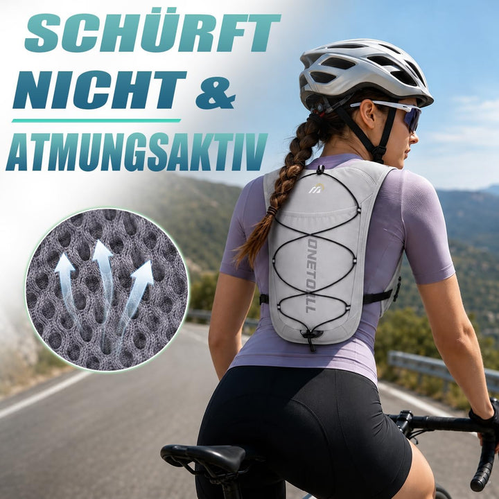 Laufweste Damen mit 500ml Trinkflasche/2L Trinkblase, Leichter Trinkrucksack Laufen Herren 6L, Runin