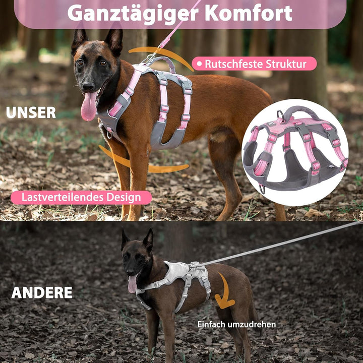 Huntboo Sicherheitsgeschirr Hund Ausbruchsicher, Panikgeschirr für Hunde, Reflektierendes Geschirr H