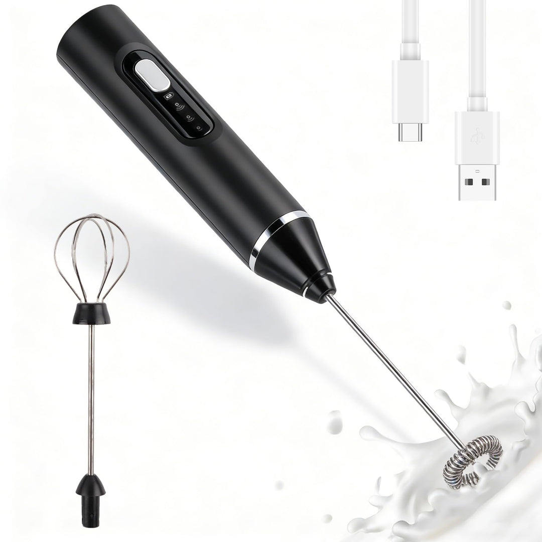 Elektrische Milchaufschäumer Handheld – Wiederaufladbar, kabellos, mit abnehmbarem Edelstahl-Aufsatz