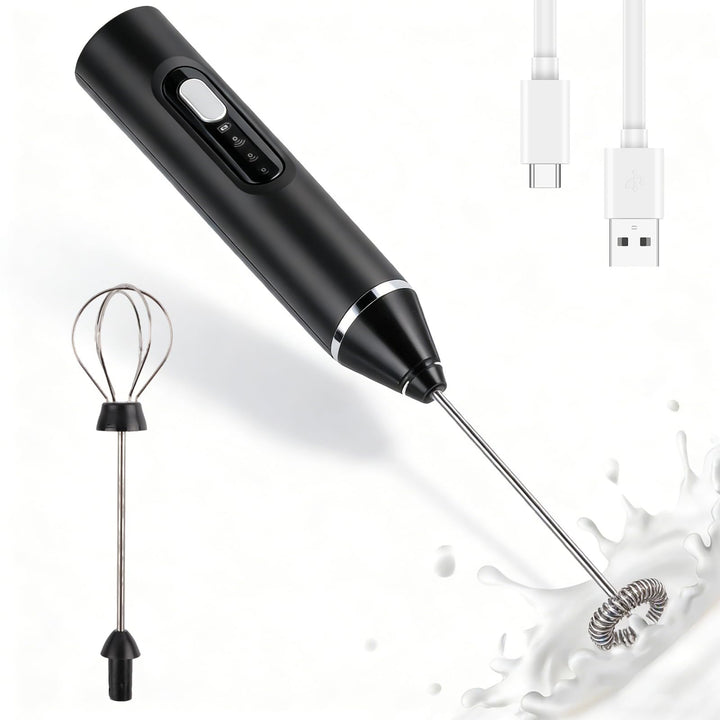 Elektrische Milchaufschäumer Handheld – Wiederaufladbar, kabellos, mit abnehmbarem Edelstahl-Aufsatz