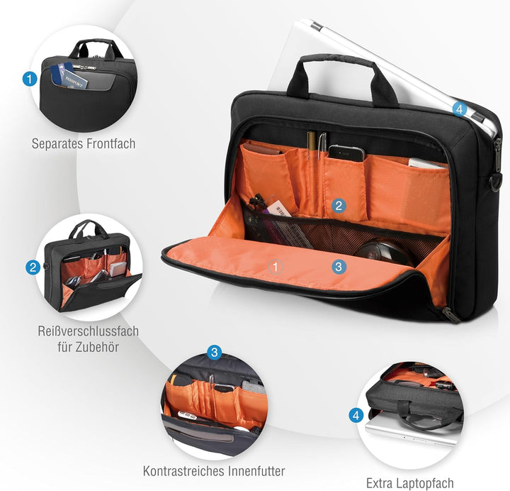 Everki Advance Laptoptasche, Schwarz, 3-fach, Minimal, Wasserdicht, Unisex-Erwachsene, Handtasche 14