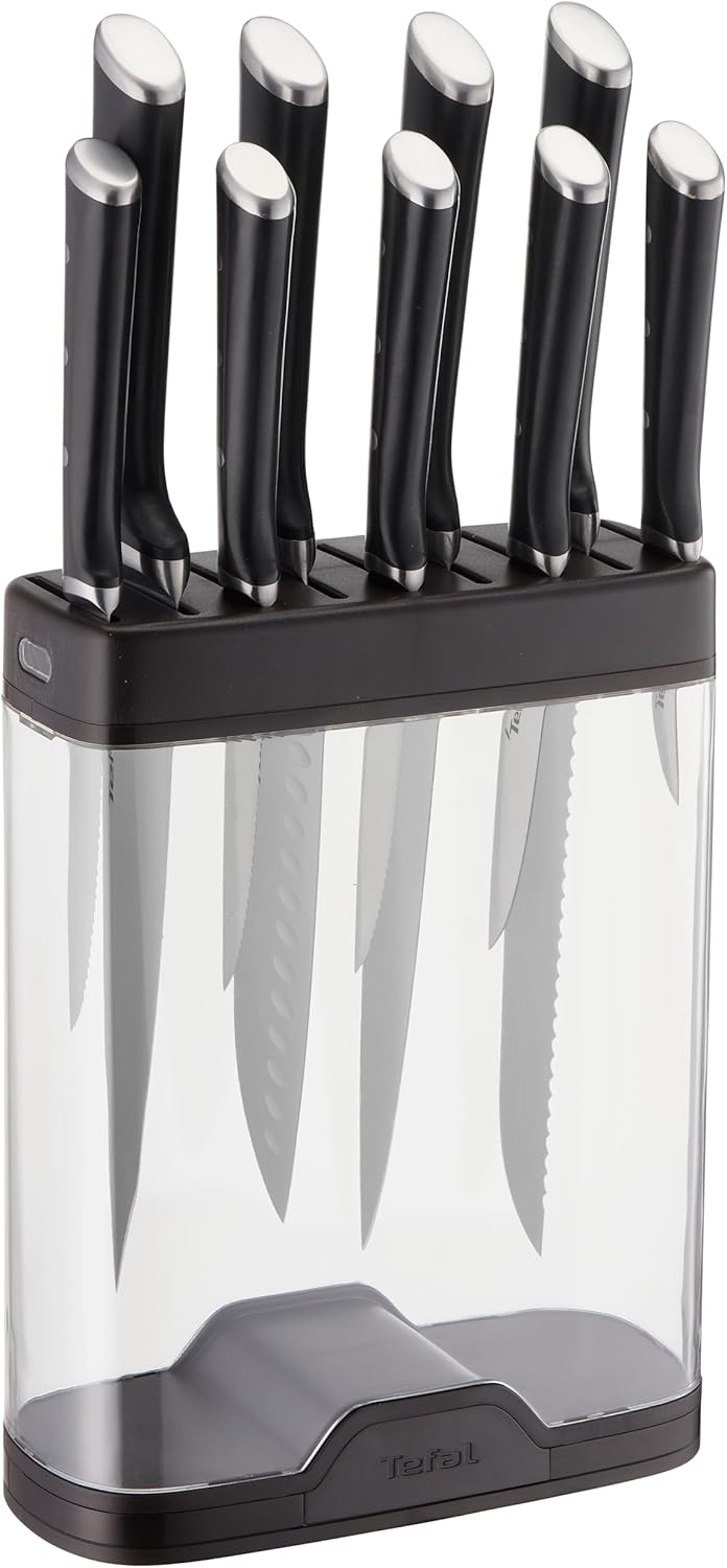 Tefal Ingenio Premium Messerblock mit integriertem Messerschärfer (Messer separat erhältlich), Ice F