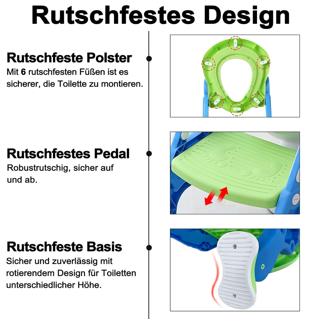 Toilettensitz Kinder mit Treppe, Aufun Toilettentrainer Faltbar Leiter Lerntöpfchen mit Treppe Baby