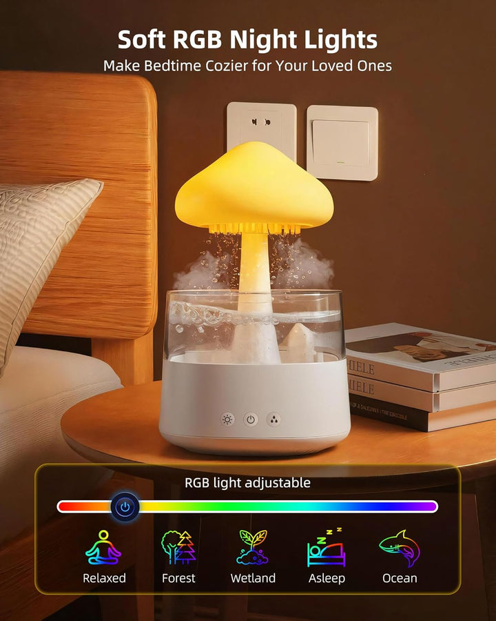 Regenwolken Luftbefeuchter, 450ML Luftbefeuchter mit 3 Modi und 7 RGB-Effekte, Geeignet für Schlafzi