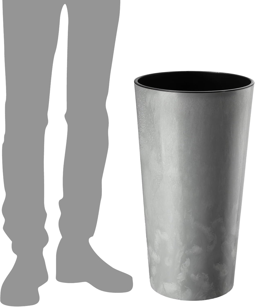 KADAX Pflanzkübel mit Innentopf Grau Ø 25.5 cm, Höhe 47 cm – Moderner Pflanztopf mit Einsatz, Blumen