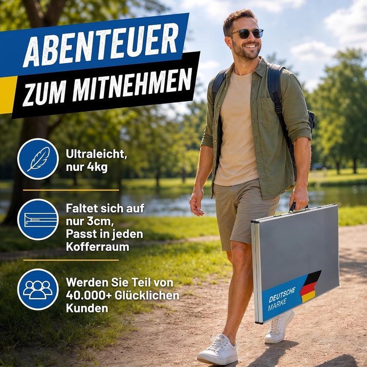 GOODS+GADGETS Klappbarer Multifunktionstisch Mehrzwecktisch Campingtisch Klapptisch Markttisch höhen