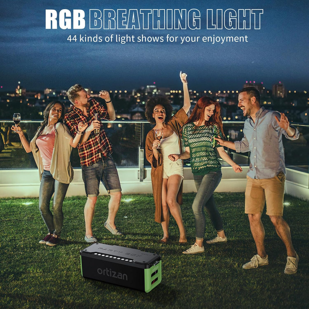 Ortizan Bluetooth Lautsprecher M10 Partybox Bluetooth Boombox, 100W Muiskbox mit IPX7 Wasserfest, LE