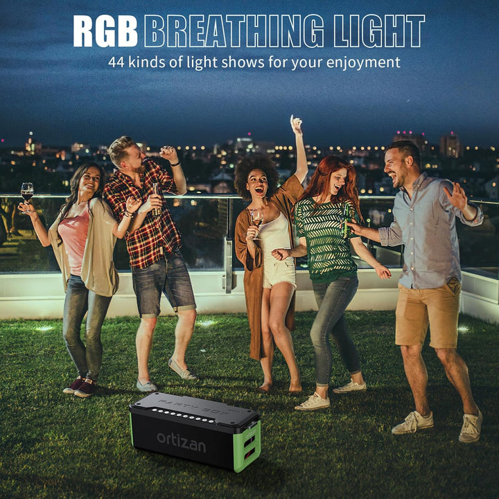 Ortizan Bluetooth Lautsprecher M10 Partybox Bluetooth Boombox, 100W Muiskbox mit IPX7 Wasserfest, LE
