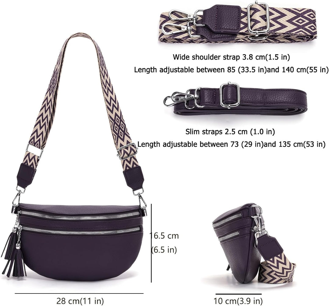 LANXINGLUO bauchtasche damen Lila umhängetasche damen mittelgross crossbody bag Mit Kreditkartenfach