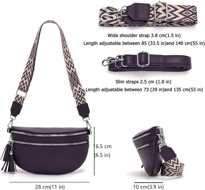 LANXINGLUO bauchtasche damen Lila umhängetasche damen mittelgross crossbody bag Mit Kreditkartenfach