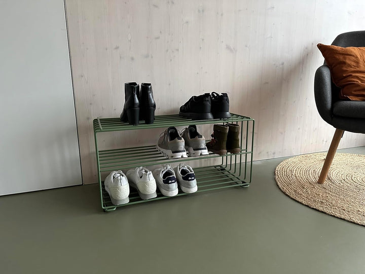 Elegantes Schuhregal Metall (Resedagrün) „RODL 2“ – Moderne Schuhaufbewahrung Schuhablage im elegant