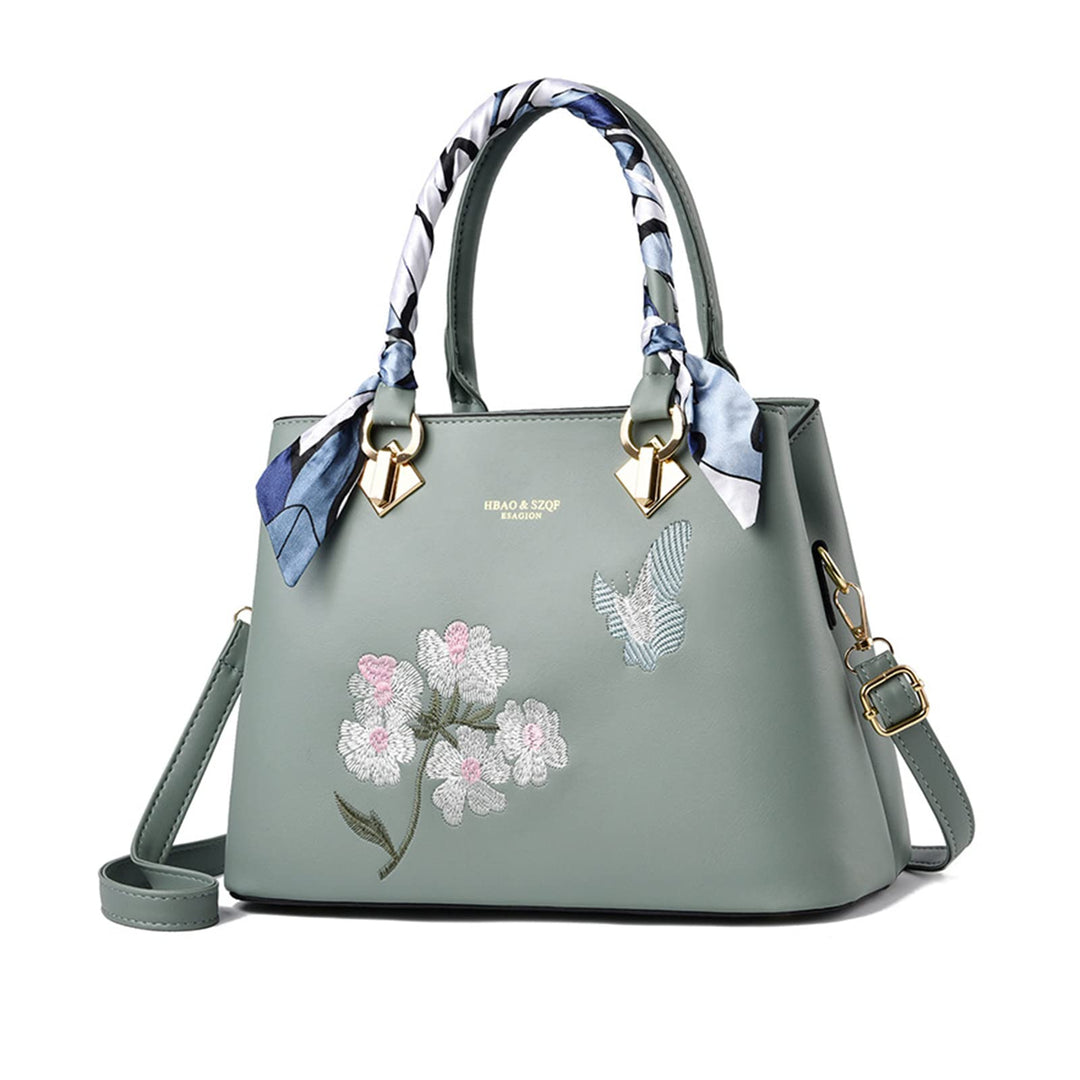NICOLE & DORIS Elegante Handtaschen Damen Modern Schultertasche Satchel Handtasche mit Stickerei Blu