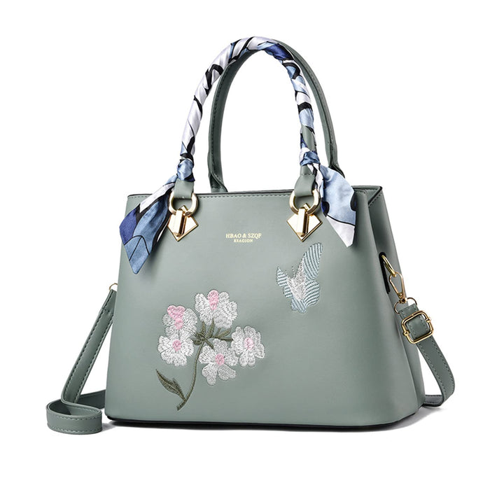 NICOLE & DORIS Elegante Handtaschen Damen Modern Schultertasche Satchel Handtasche mit Stickerei Blu