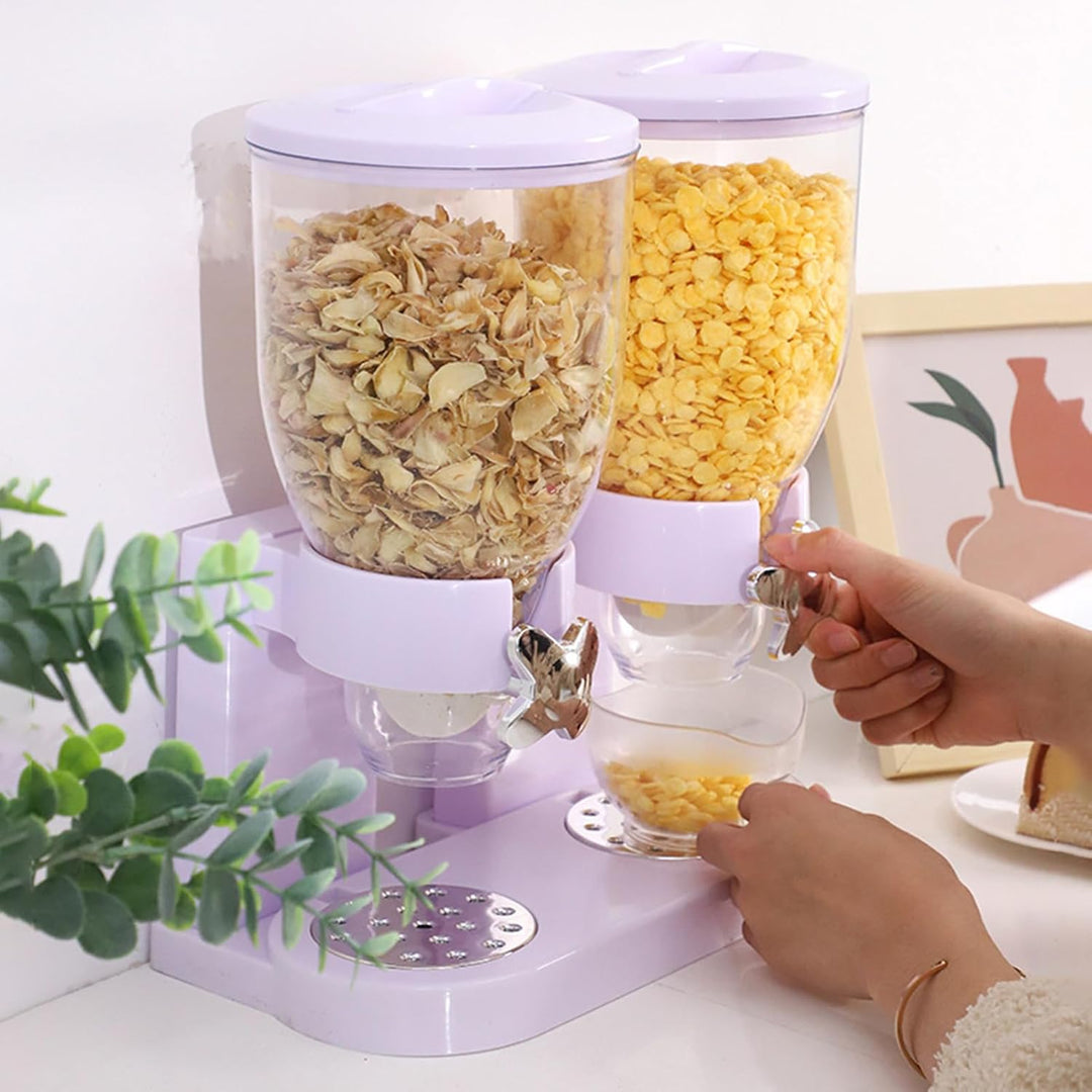 Müslispender Doppelt - Snackspender - Cereal Dispenser, Cornflakes Spender - Doppelspender für Süssi