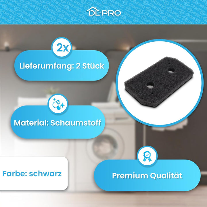 2 x DL-pro Schaumfilter 228x128mm für Bosch Siemens 12007650 Sockelfilter Filter für Trockner Wascht