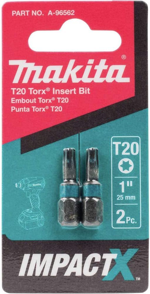 Makita ImpactX T10 Torx 1 ″ Einsatz Bit, A-96562 0 wattsW, 0 voltsV 2-Pack T20, 2-Pack T20