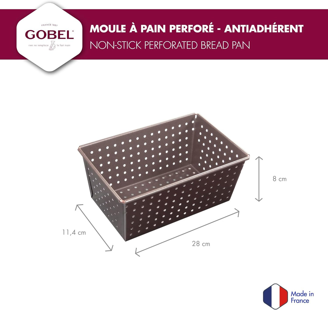 GOBEL - Gelochte Brotbackform - Antihaftbeschichtung - Aussen 270x105 mm - Innen 250x80mm - Höhe 80m
