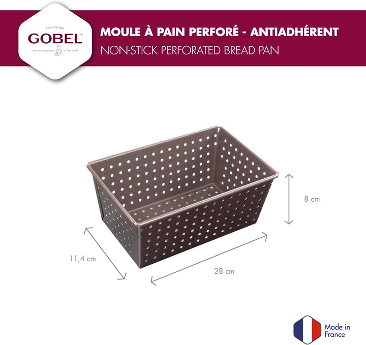 GOBEL - Gelochte Brotbackform - Antihaftbeschichtung - Aussen 270x105 mm - Innen 250x80mm - Höhe 80m