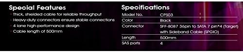 SilverStone SST-CPS03 - Internes Mini SAS zu SATA Kabel, 36pin SFF8087 Stecker(HOST) zu 4x 7pin SATA