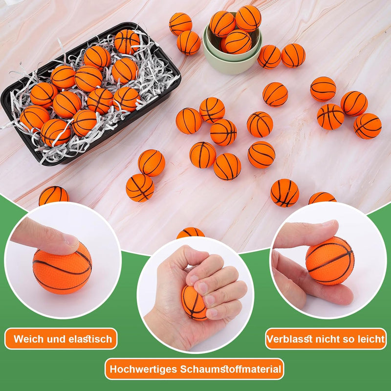 Cptoion Mini-Basketball-Stressbälle, 30 Stück Mini Basketball für Kinder, 4 cm Sportbälle Basketball