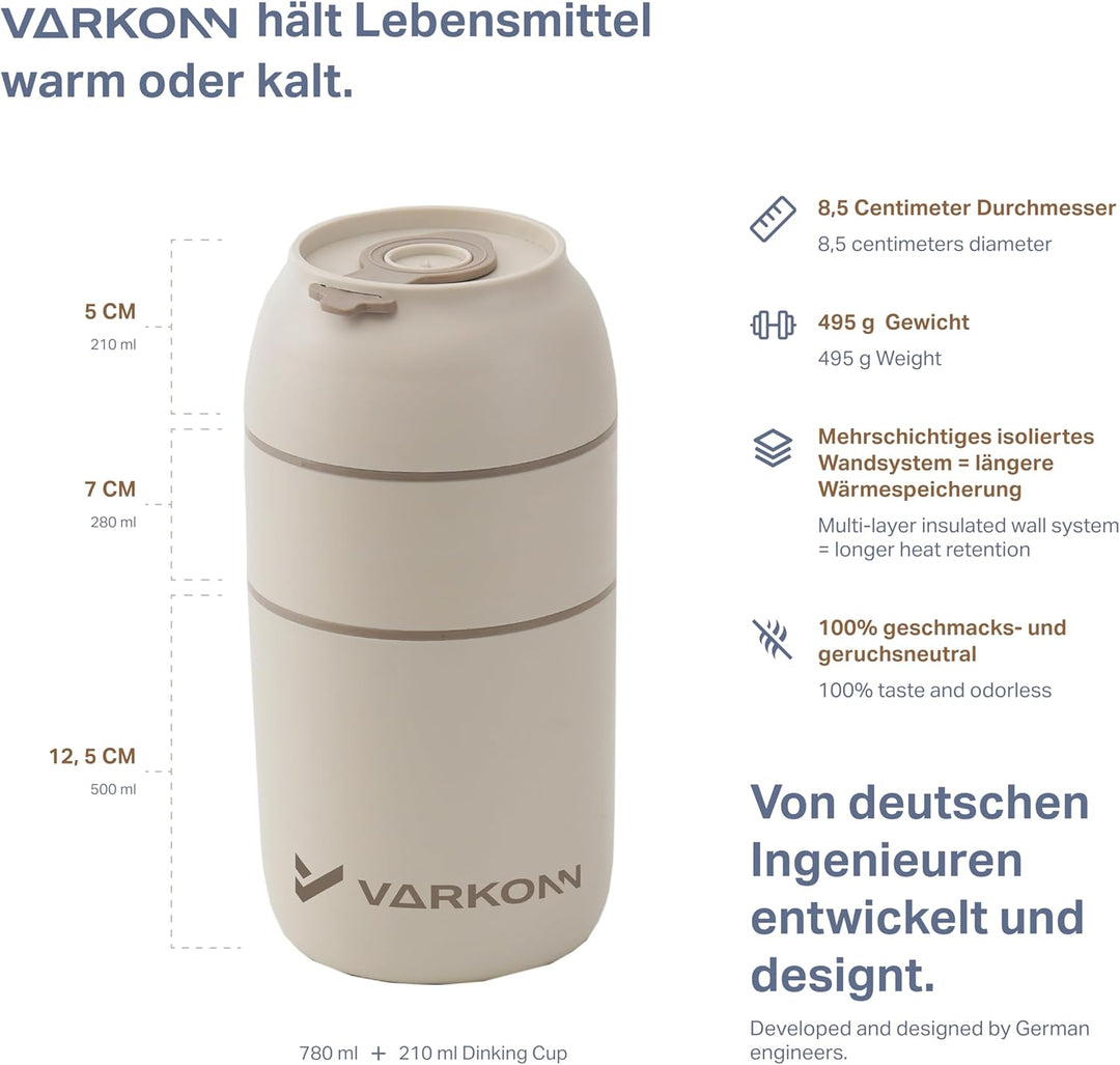 Thermobehälter für Essen 780 ml, faltbare Edelstahl Besteck, Für Kinder & Erwachsene, BPA frei, 100%