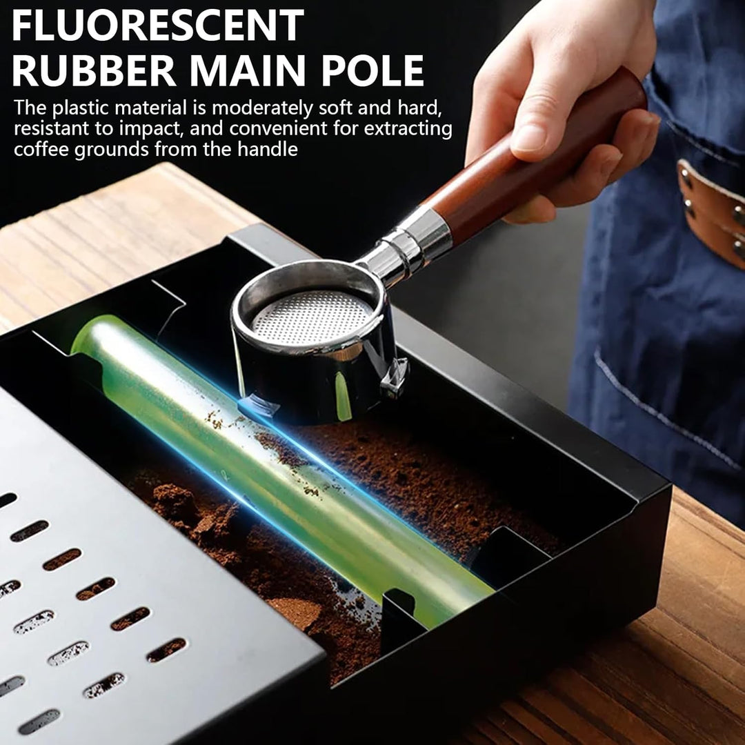 Espresso Abklopfbehälter mit Schublade – Edelstahl Knock Box mit Gummistange & Anti-Rutsch-Füssen, S