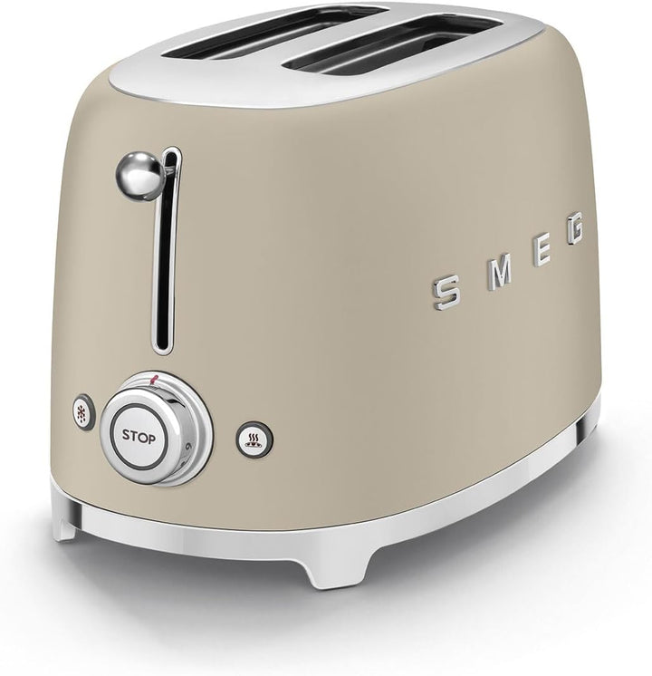 Smeg, 2x2 TSF01MLMEU -Toaster, 2 Schlitze für 2 Scheiben, 6 Vergoldungsniveaus, Heizfunktion, Abtau-