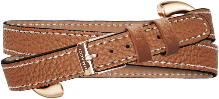 DIMACCI Trensen-Armband Kalbsleder | Alba-Kollektion in Cognac Rosegold-Optik aus Edelstahl | Schmuc