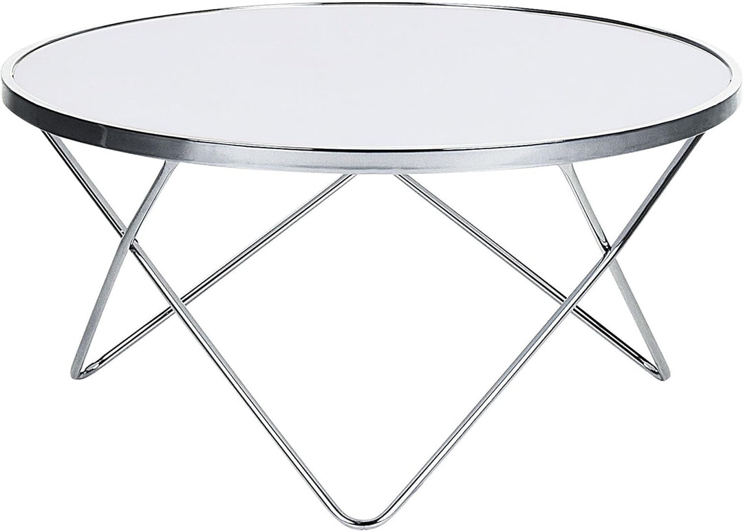 Designer Beistelltisch rund weiss/silber Meridian