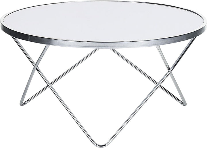 Designer Beistelltisch rund weiss/silber Meridian