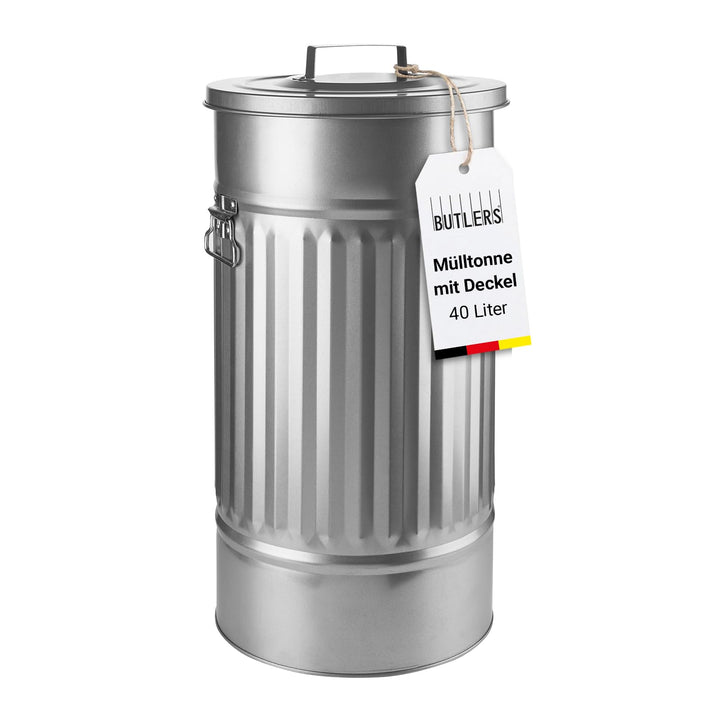 BUTLERS Retro Mülltonne Oskar 40l Mülleimer mit Deckel und Tragegriffen | Küche Abfalleimer ideal al
