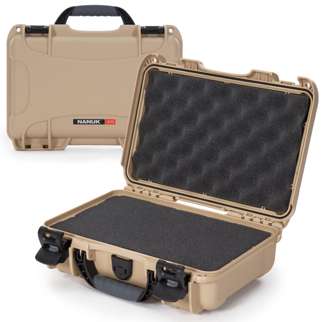 Nanuk 909 Wasserdichter Hartschalenkoffer Mit Plüschschaumeinlage - Braun Tan Würfelförmiger Schaums