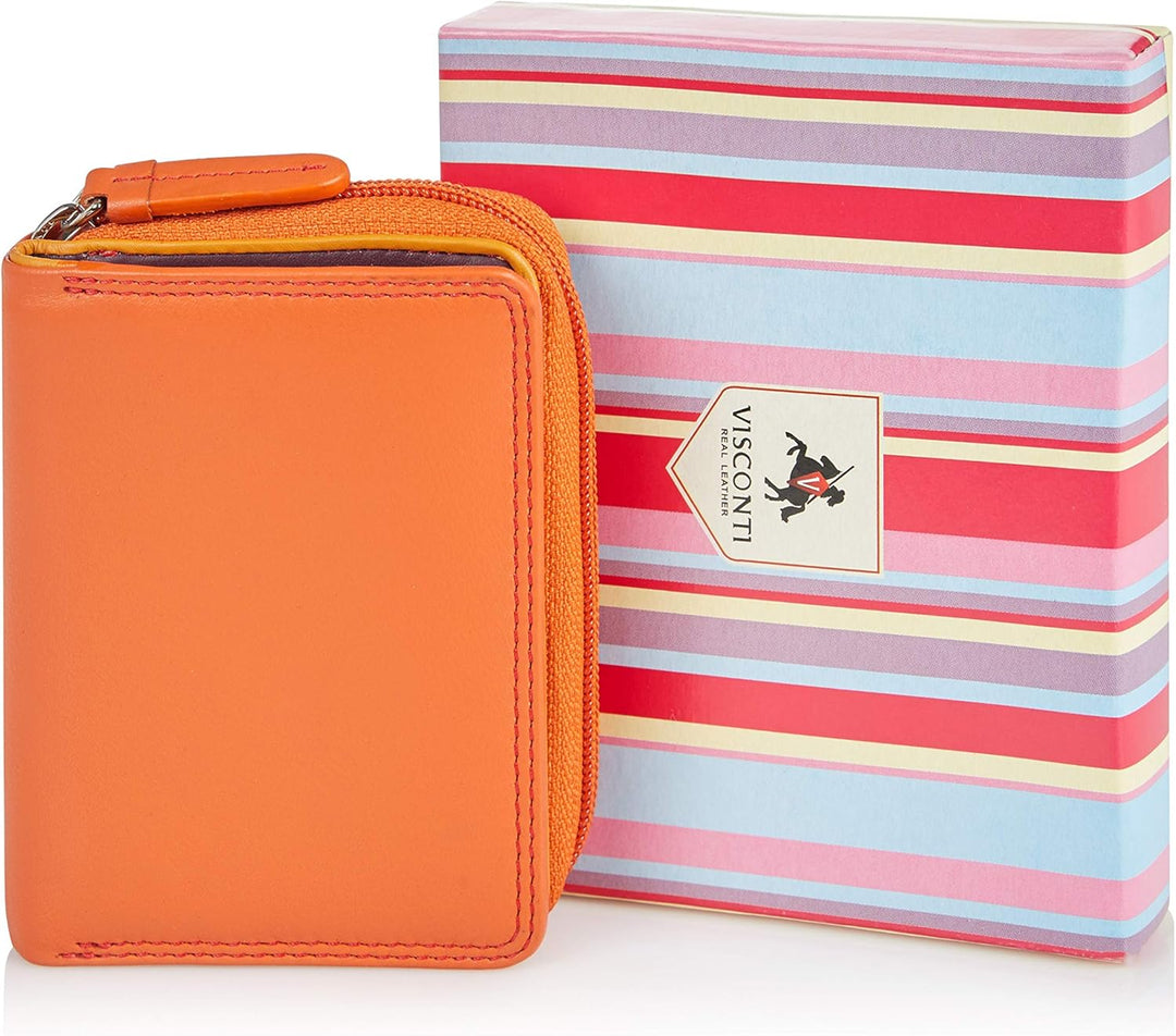 VISCONTI Twofold Leder Damen Geldbörse Portmonee Rainbow Multicolor/Mehrfarbig Small Purse(RB53) Ora