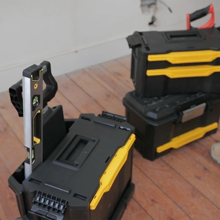 Stanley Rollende Werkstatt aus Metall-Kunststoff 1-79-206 – Werkzeugwagen leer mit 3 modularen Einhe