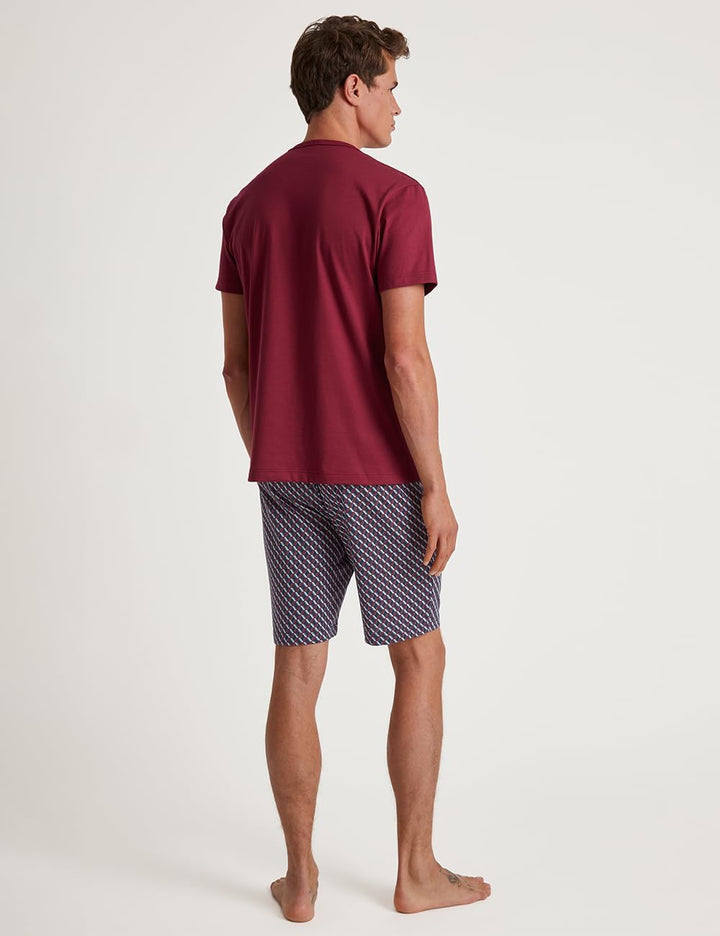 CALIDA Relax Imprint Kurz-Pyjama Herren, aus 100% Baumwolle, pflegeleicht, elastisch und formstabil,