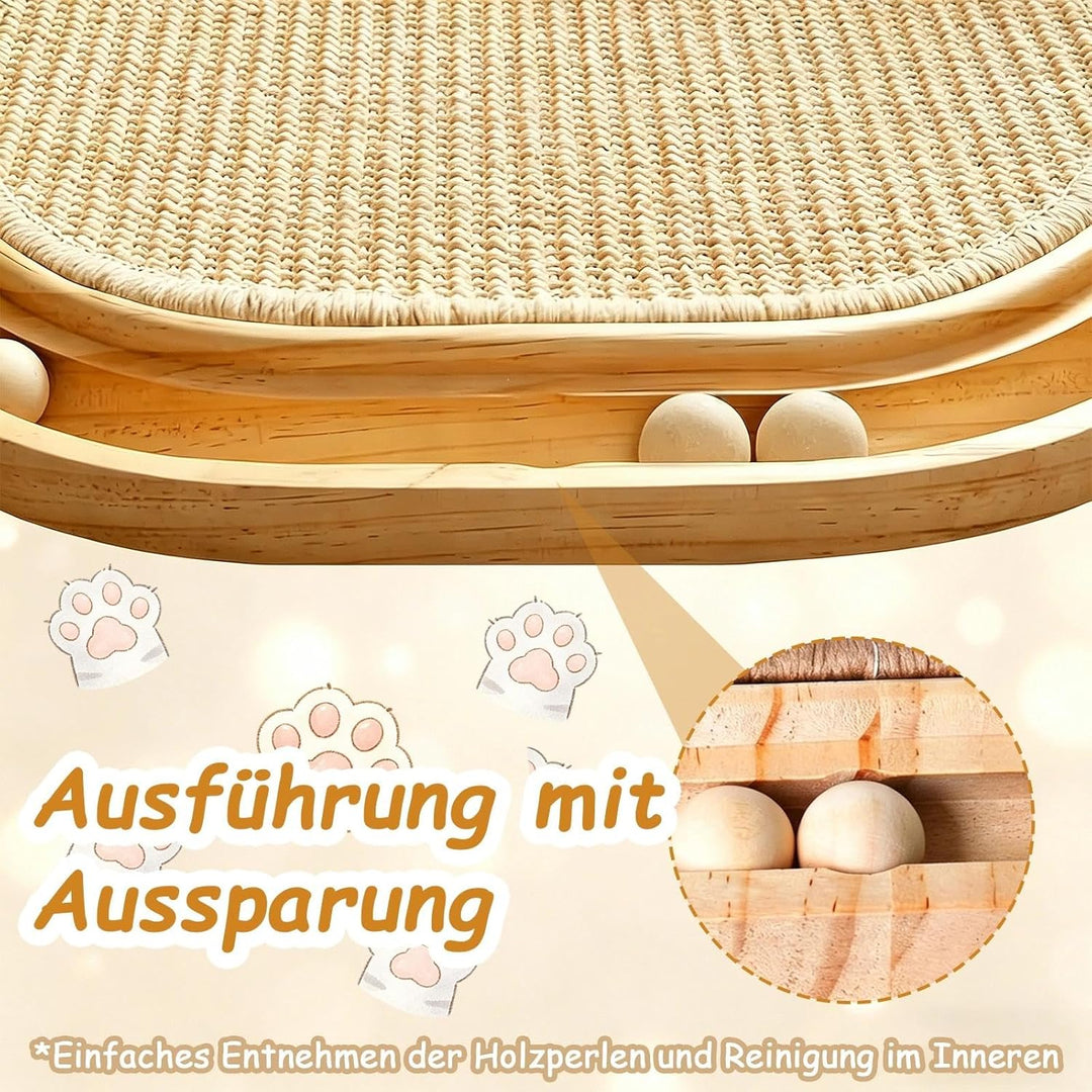 Katzen Kratzbrett, 2 in 1 Kratzbretter Katze und Katzenspielzeug Kugelbahn Holz, 43x33x2,5cm Kratzma
