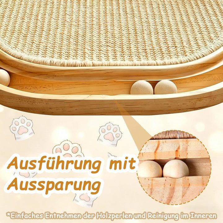 Katzen Kratzbrett, 2 in 1 Kratzbretter Katze und Katzenspielzeug Kugelbahn Holz, 43x33x2,5cm Kratzma