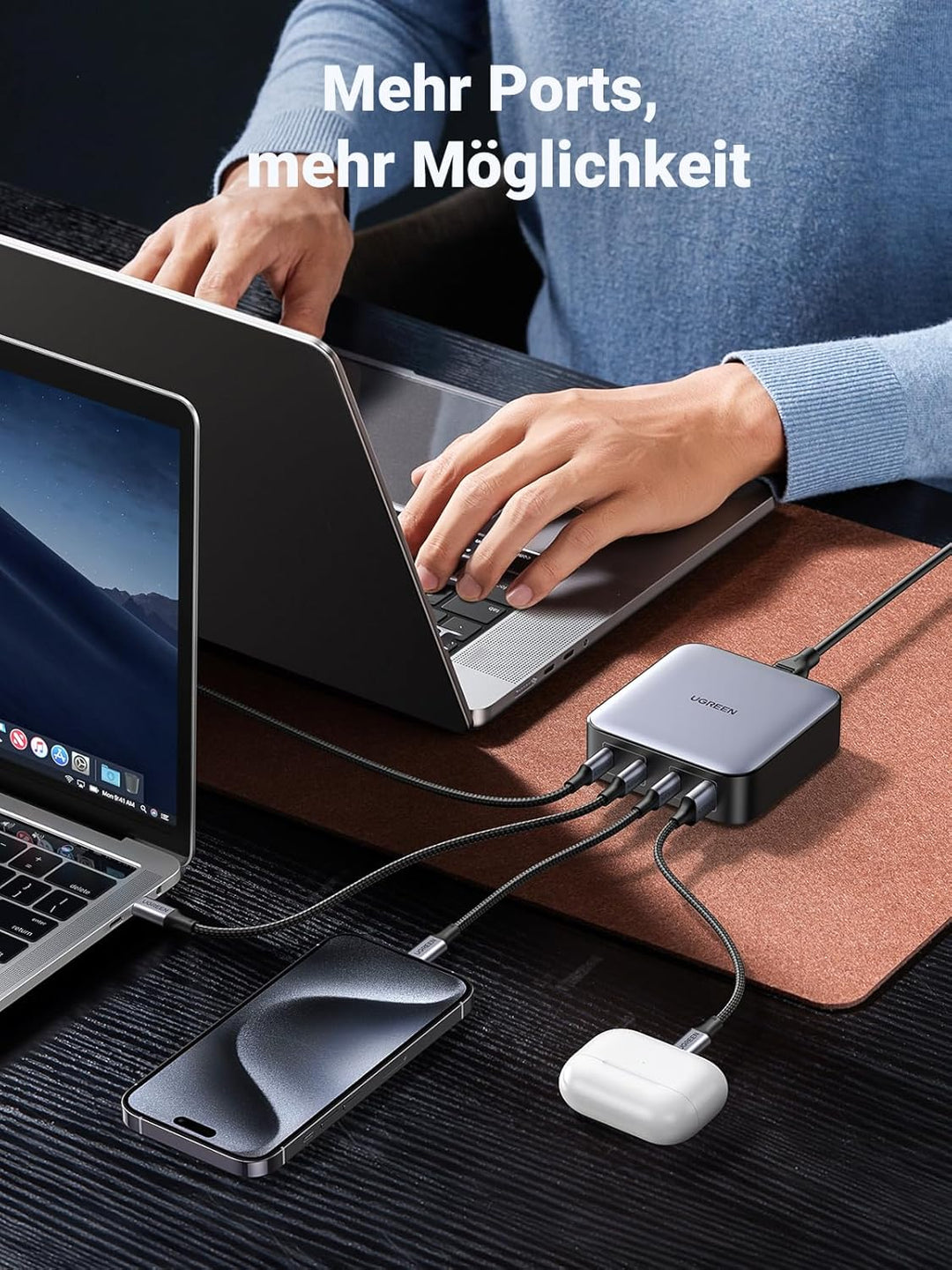UGREEN Nexode 100W USB C Ladegerät Mehrfach GaN Netzteil 4-Port PD Charger PPS 45W kompatibel mit Ma