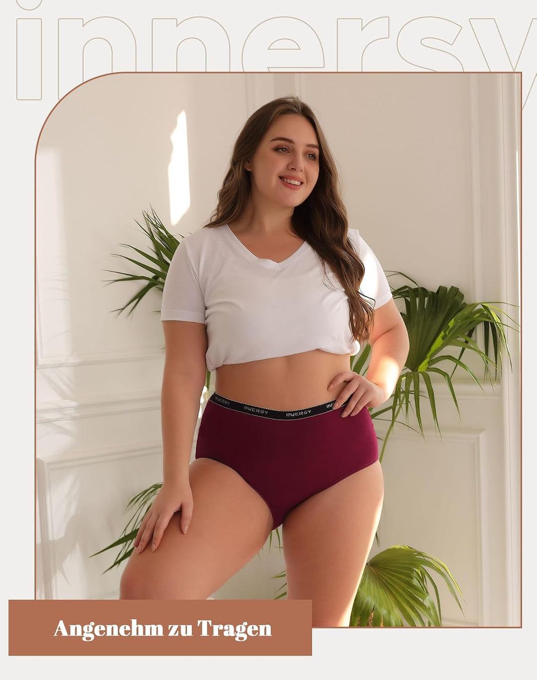 INNERSY Unterhosen Damen Grosse Grössen Schlüpfer Baumwolle High Waist Slip Maxi Unterwäsche 5er Pac