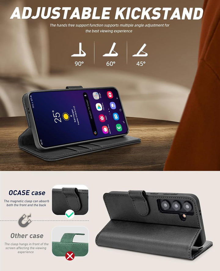 OCASE Handyhülle für Samsung Galaxy S24 5G Hülle Premium Leder Flip Klappbare Klapphülle Stossfeste