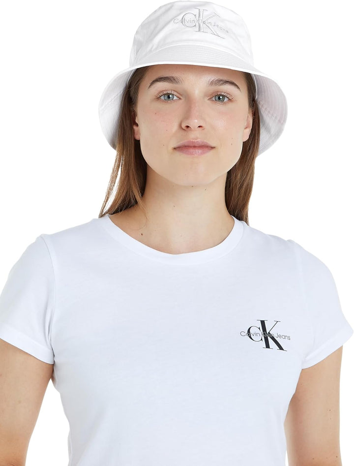 Calvin Klein Damen Monogram Bucket Hat K60k611029 Andere Hut Einheitsgrösse White/Silver Logo, Einhe
