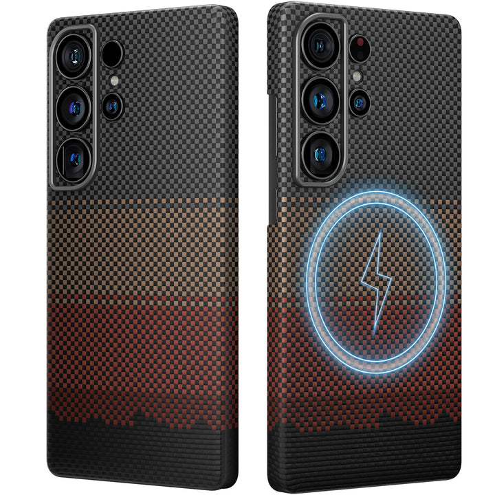 memumi Magnetische Carbon Hülle für Galaxy S25 Ultra,Ultradünne Handyhülle, Hülle aus echter Aramidf