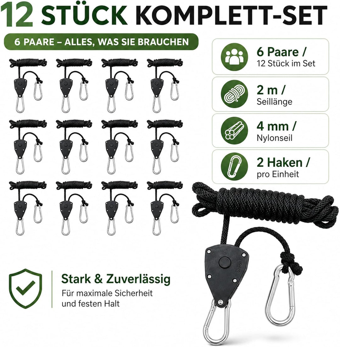 12 Stück 1/8 Zoll Ratchet Hanger, Seilzug Seilratsche mit Haken, Einstellbare Seil Seilhaken Ratsche